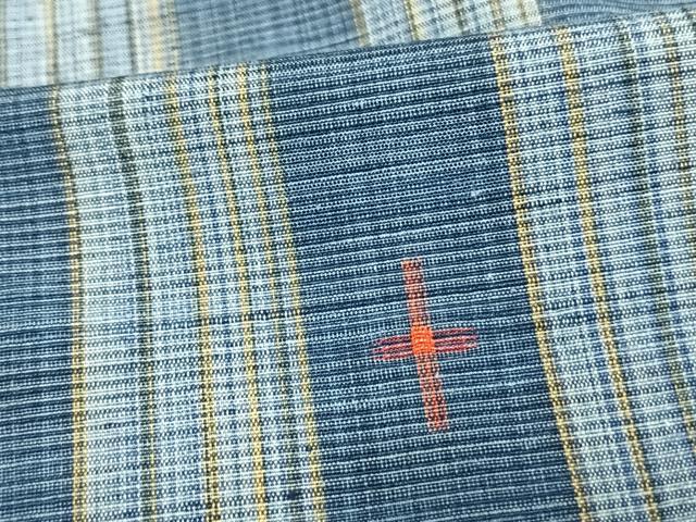 平和屋着物▽上質な紬 単衣 十字絣 正絹 逸品 AAAV2618fy