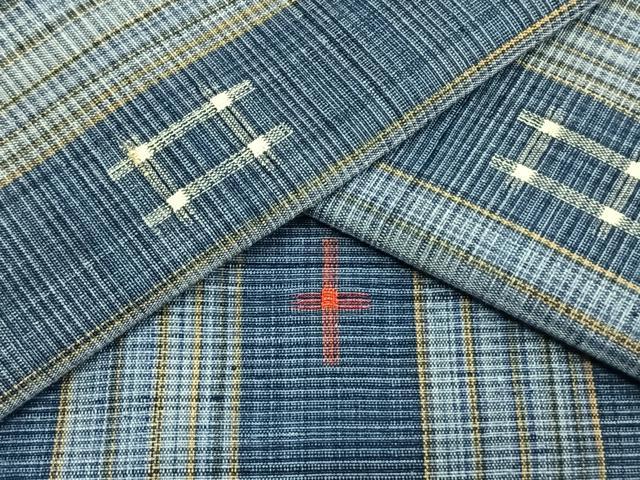 平和屋着物▽上質な紬 単衣 十字絣 正絹 逸品 AAAV2618fy