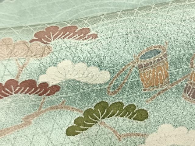 平和屋着物▽訪問着 単衣 友禅 風景草花文 正絹 逸品 AAAV2626fy