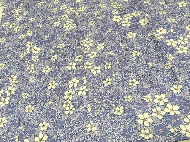 平和屋着物▽上質な小紋 単衣 枝花文 正絹 逸品 AAAV2635fy