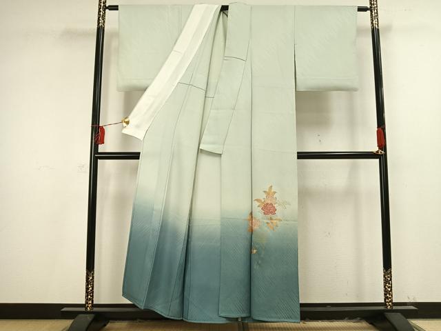 平和屋着物▽訪問着 単衣 友禅 草花文 金糸 金彩 正絹 逸品 AAAV2637fy