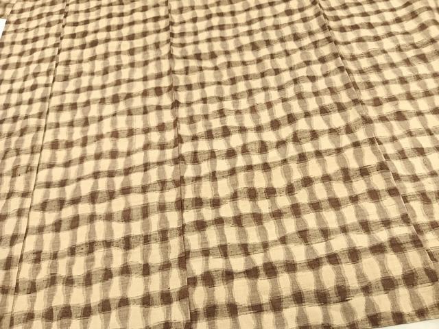 平和屋着物▽上質な紬 単衣 変わり縞 正絹 逸品 AAAV2643fy