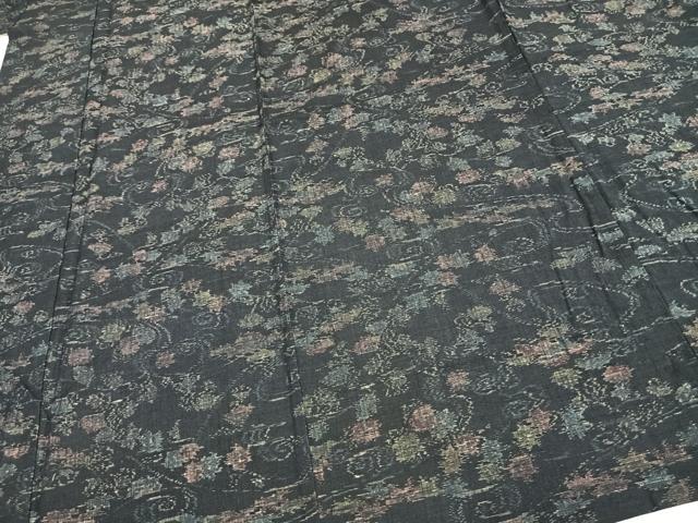 平和屋着物▽上質な紬 単衣 流水草花文 正絹 逸品 AAAV2645fy