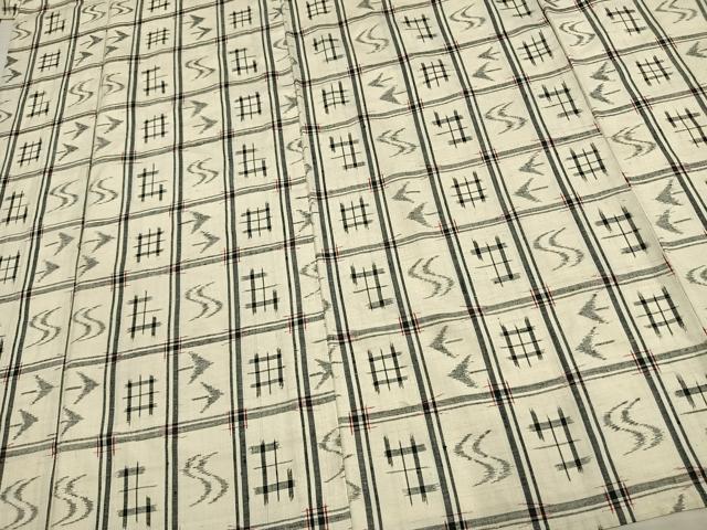平和屋着物▽上質な紬 単衣 琉球絣 正絹 逸品 AAAV2649fy