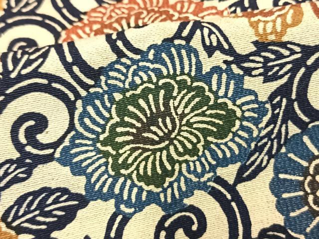 平和屋着物▽上質な小紋 単衣 型染め 花唐草文 正絹 逸品 AAAV2657fy