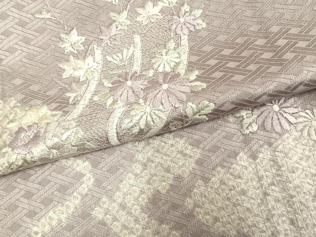 平和屋着物▽訪問着 単衣 絞り 刺繍 流水草花文 正絹 逸品 AAAV2659fy