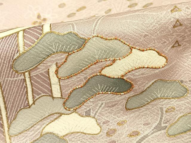 平和屋着物▽訪問着 単衣 駒刺繍 風景枝花文 正絹 逸品 AAAV2661fy