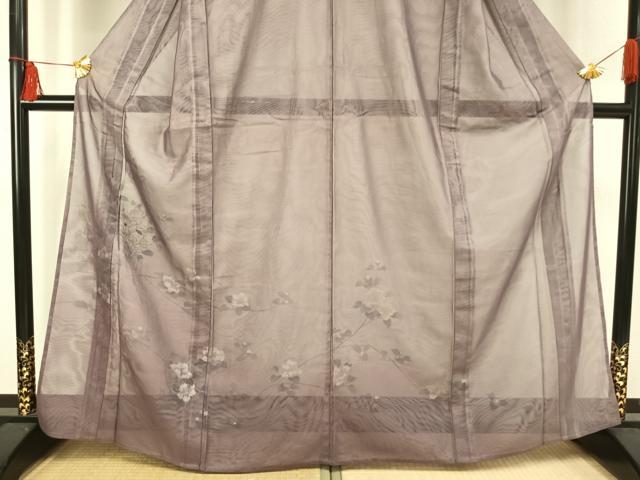 平和屋着物▽訪問着 無双 紗袷 紗×紗 手描き 枝花文 正絹 逸品 AAAV2665fy