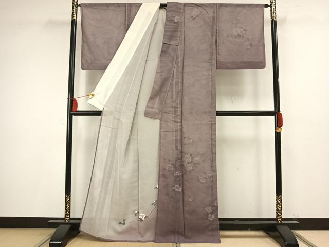 平和屋着物▽訪問着 無双 紗袷 紗×紗 手描き 枝花文 正絹 逸品 AAAV2665fy