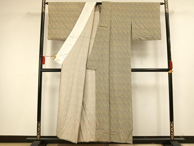 平和屋着物▽上質な小紋 単衣 変わり縞 正絹 逸品 AAAV2669fy