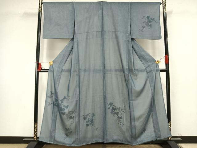 平和屋着物▽訪問着 無双 紗袷 紗×紗 手描き 葡萄文 金彩 正絹 逸品 AAAV2673fy