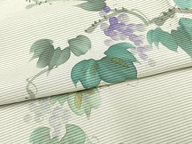 平和屋着物▽訪問着 無双 紗袷 紗×紗 手描き 葡萄文 金彩 正絹 逸品 AAAV2673fy