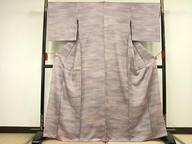 平和屋着物▽上質な小紋 単衣 霞文 正絹 逸品 AAAV2676fy