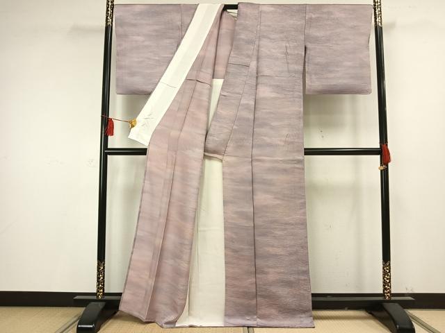 平和屋着物▽上質な小紋 単衣 霞文 正絹 逸品 AAAV2676fy