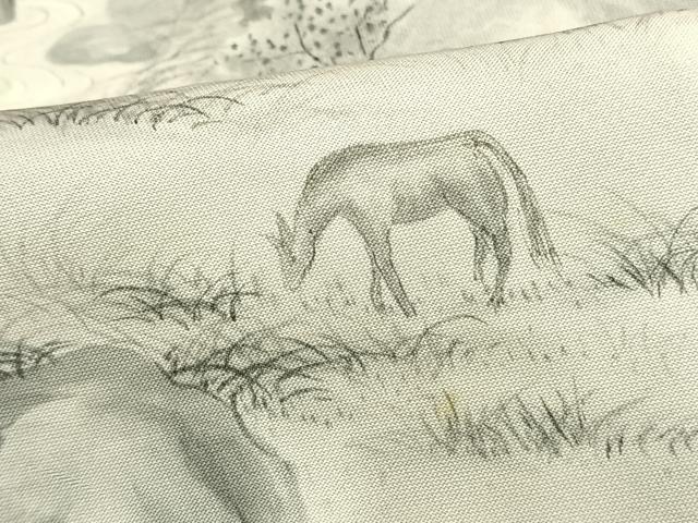 平和屋着物▽訪問着 単衣 手描き 風景文 正絹 逸品 AAAV2682fy