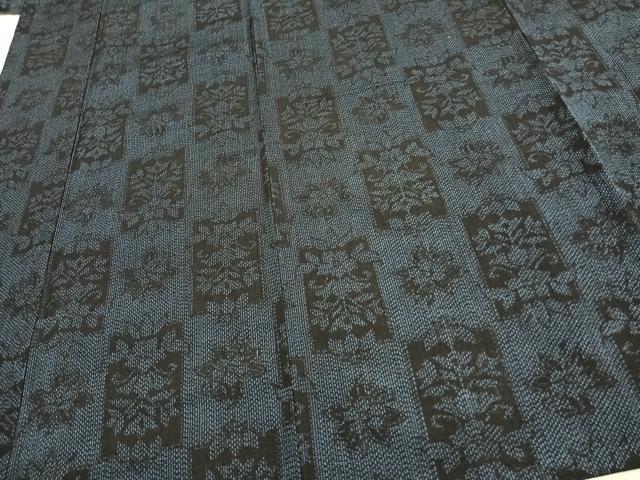 平和屋着物▽上質な紬 単衣 草花文 正絹 逸品 未使用 AAAV2684fy