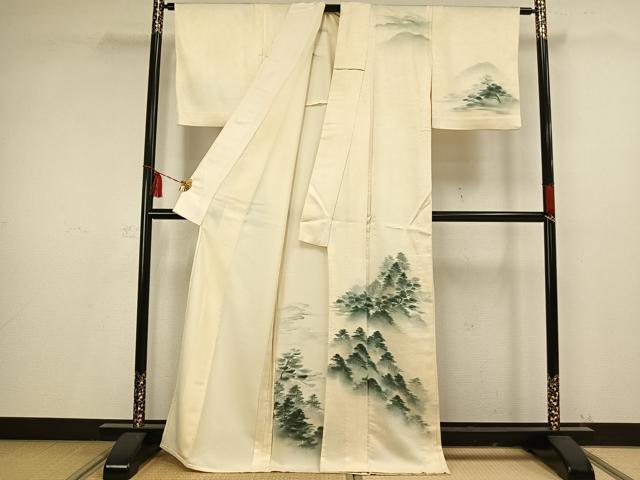 平和屋着物▽訪問着 単衣 手描き 樹林文 暈し染め 正絹 逸品 AAAV2685fy