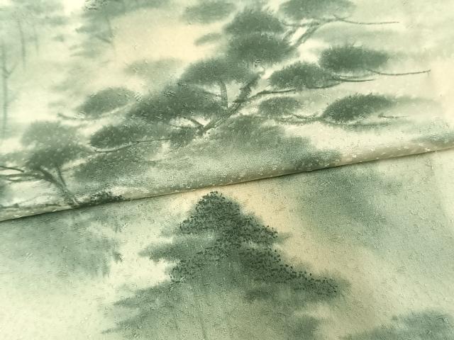 平和屋着物▽訪問着 単衣 手描き 樹林文 暈し染め 正絹 逸品 AAAV2685fy