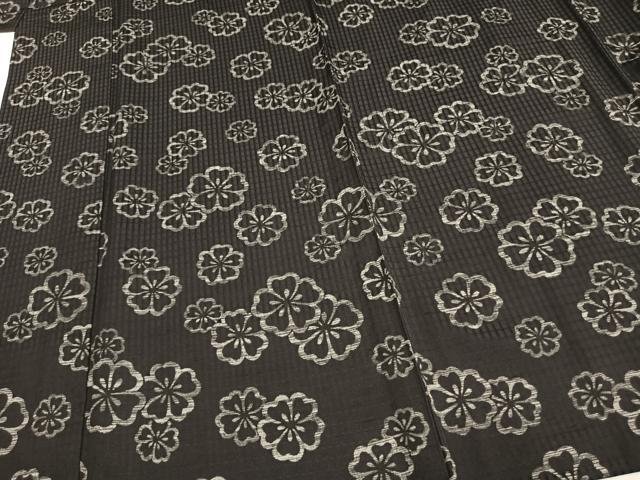 平和屋着物▽上質な小紋 単衣 舞花文 正絹 逸品 AAAV2698fy