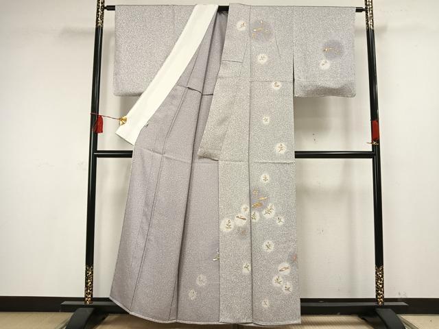 平和屋着物▽訪問着 単衣 草花文 金彩 そごう百貨店扱い 正絹 逸品 AAAV2705fy