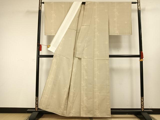 平和屋着物▽本塩沢 単衣 130亀甲 笹竹文 正絹 逸品 未使用 AAAV2707fy