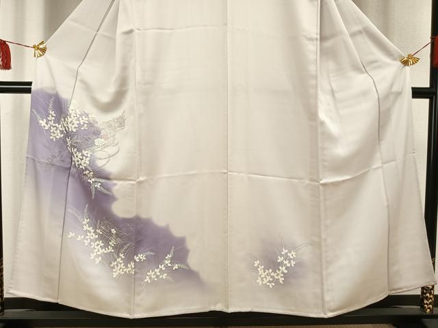 平和屋着物▽訪問着 単衣 刺繍 花文箱文 銀糸 正絹 逸品 AAAV2716fy