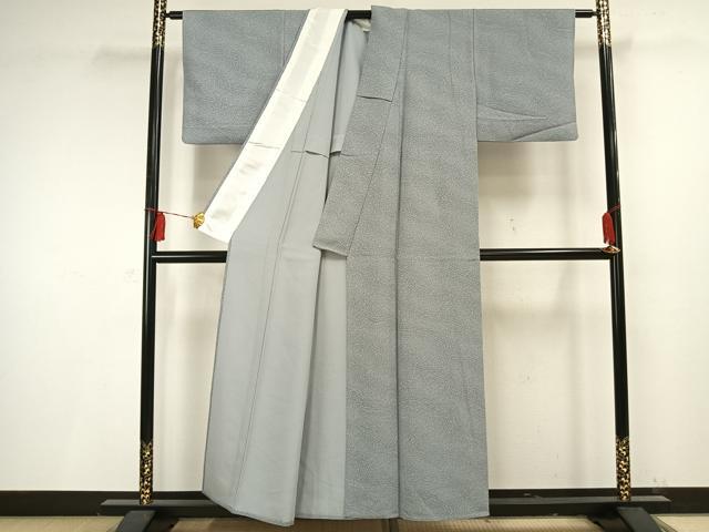 平和屋着物▽上質な小紋 単衣 流水文 銀通し地 正絹 逸品 AAAV2718fy
