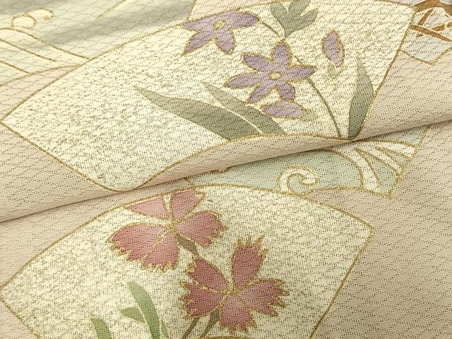 平和屋着物▽訪問着 単衣 地紙花文 金彩 正絹 逸品 AAAV2723fy