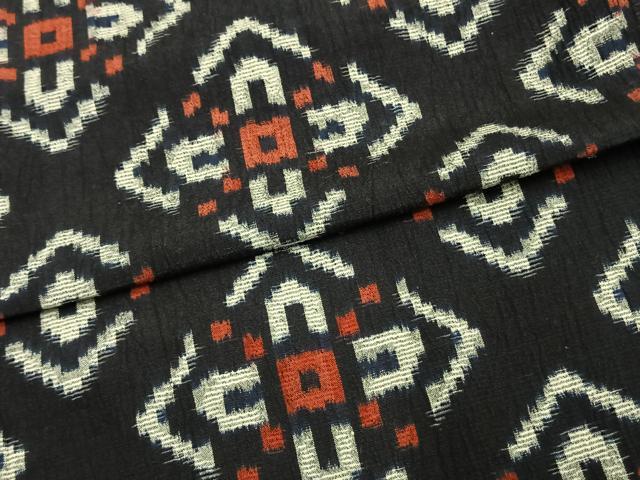 平和屋着物▽上質な紬 単衣 絞り 菱文 綿 逸品 AAAV2724fy
