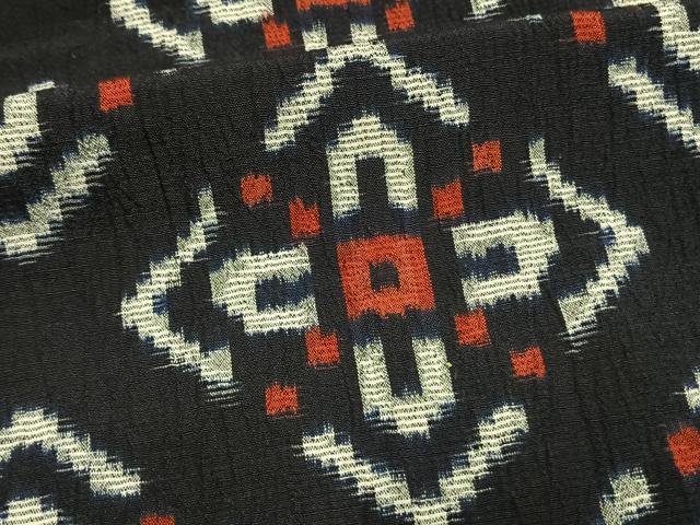 平和屋着物▽上質な紬 単衣 絞り 菱文 綿 逸品 AAAV2724fy