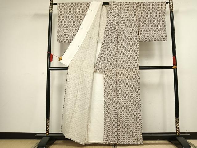 平和屋着物▽上質な小紋 単衣 向かい鶴菱文 正絹 逸品 AAAV2729fy
