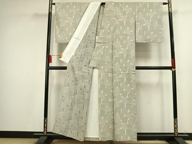 平和屋着物▽お召 単衣 源氏香 正絹 逸品 AAAV2745fy