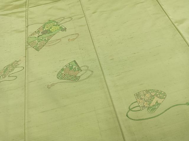 平和屋着物▽京の名門・菱屋六右ェ門 紬 訪問着 単衣 花絵巻文 正絹 逸品 未使用 AAAV2748fy