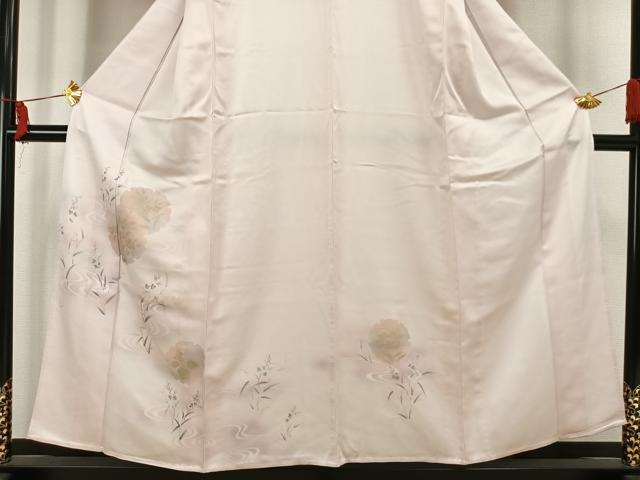 平和屋着物▽訪問着 単衣 手描き 流水雪輪草花文 暈し染め 金彩 正絹 逸品 AAAV2750fy
