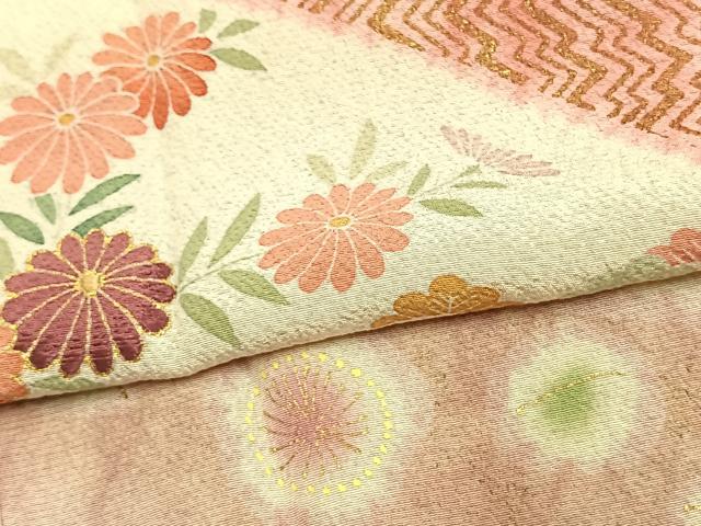 平和屋着物▽訪問着 単衣 友禅 絞り 流水草花文 金彩 正絹 逸品 AAAV2764fy