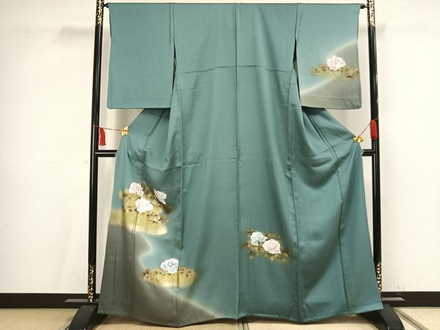平和屋着物▽訪問着 単衣 草花文 暈し染め 金彩 正絹 逸品 AAAV2772fy