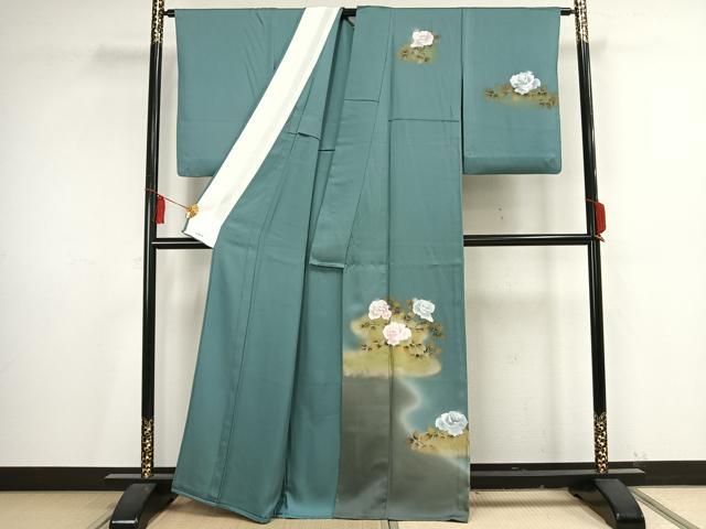 平和屋着物▽訪問着 単衣 草花文 暈し染め 金彩 正絹 逸品 AAAV2772fy