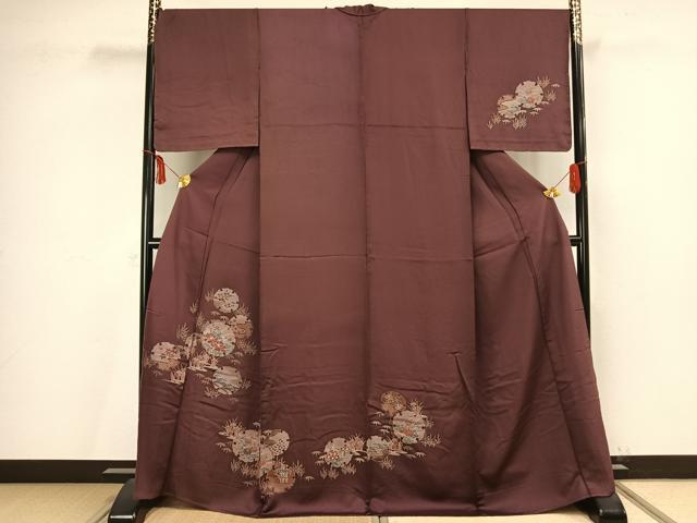 平和屋着物▽訪問着 単衣 雪輪草花文 正絹 逸品 AAAV2773fy