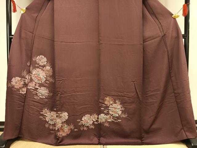 平和屋着物▽訪問着 単衣 雪輪草花文 正絹 逸品 AAAV2773fy
