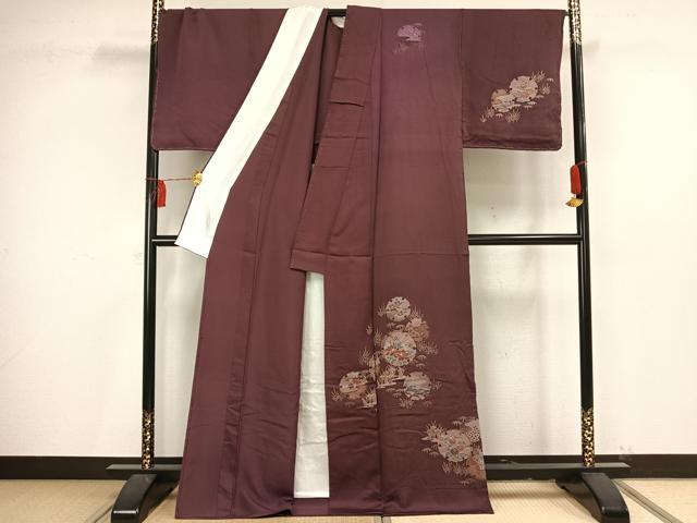 平和屋着物▽訪問着 単衣 雪輪草花文 正絹 逸品 AAAV2773fy