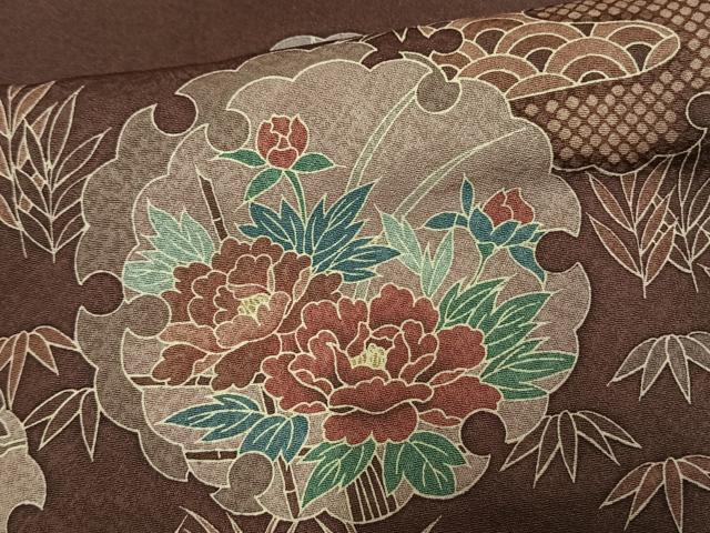 平和屋着物▽訪問着 単衣 雪輪草花文 正絹 逸品 AAAV2773fy