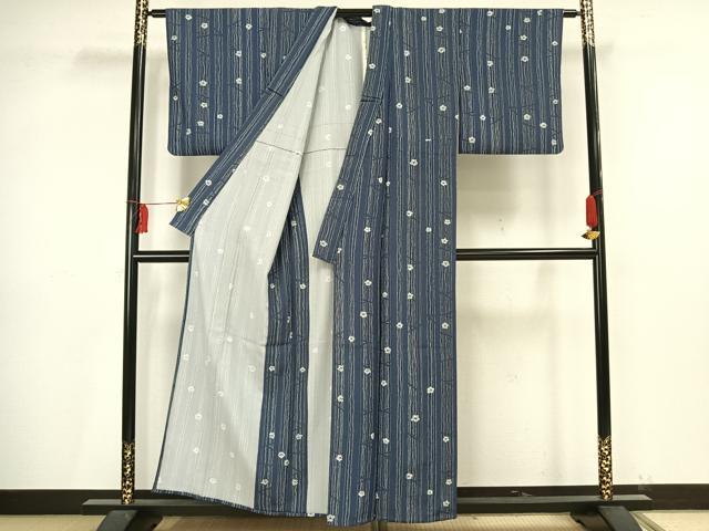 平和屋着物▽小紋 単衣 舞花文 洗える着物 AAAV2776fy