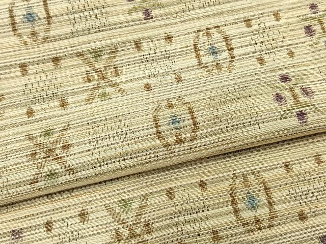 平和屋着物▽上質な紬 単衣 幾何学文様 正絹 逸品 AAAV2777fy