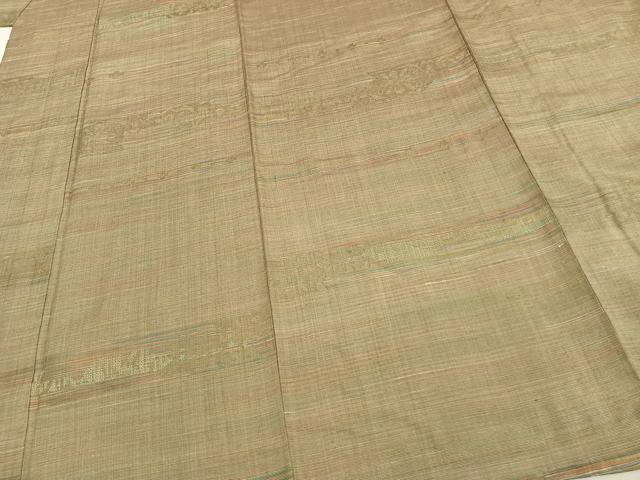 平和屋着物▽上質な紬 単衣 横段文 正絹 逸品 AAAV2781fy