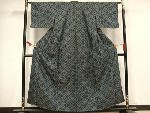 平和屋着物▽小紋 単衣 菱花文 未使用 AAAV2786fy