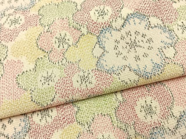 平和屋着物▽お召 単衣 花尽くし 正絹 逸品 AAAV2791fy