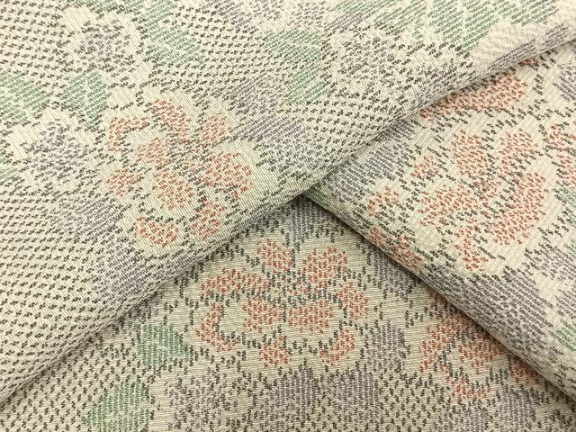 平和屋着物▽上質な小紋 単衣 草花文 正絹 逸品 AAAV2796fy