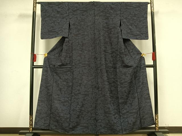 平和屋着物▽結城紬 単衣 風景樹林文 正絹 逸品 AAAV2798fy