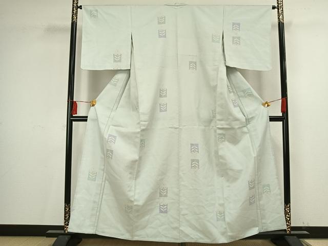 平和屋着物▽上質な紬 単衣 色紙草花文 正絹 逸品 未使用 AAAV2823fy
