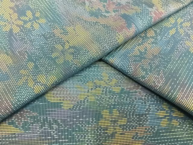 平和屋着物▽本場大島紬 単衣 草花文 証紙付き 正絹 逸品 AAAV2827fy